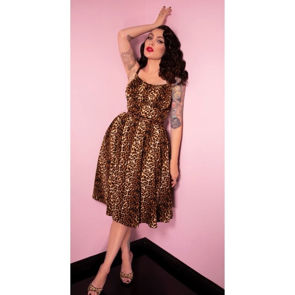 Vixen By Micheline Pitt Leopard Print 1950’s Dress - Picture 4 of 6